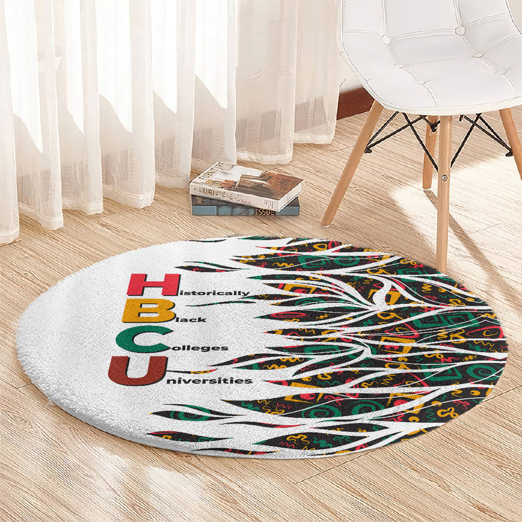 Historically Black Colleges Universities HBCU Round Carpet Pan African Colors Tribal Pattern Typography