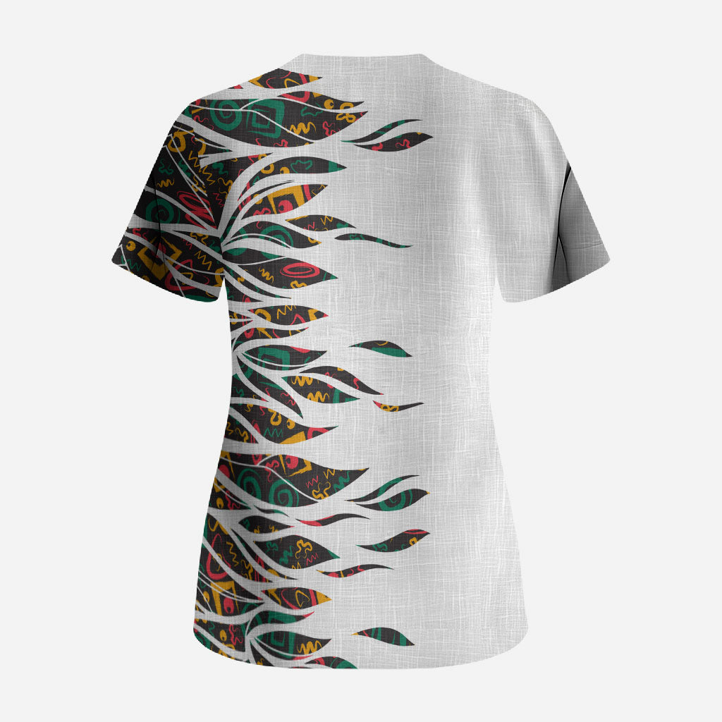 Historically Black Colleges Universities HBCU Scrub Top Pan African Colors Tribal Pattern Typography