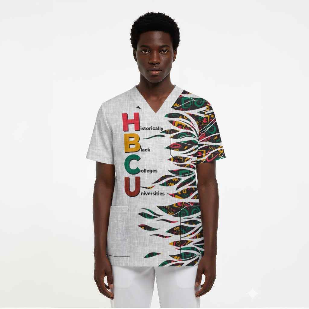 Historically Black Colleges Universities HBCU Scrub Top Pan African Colors Tribal Pattern Typography