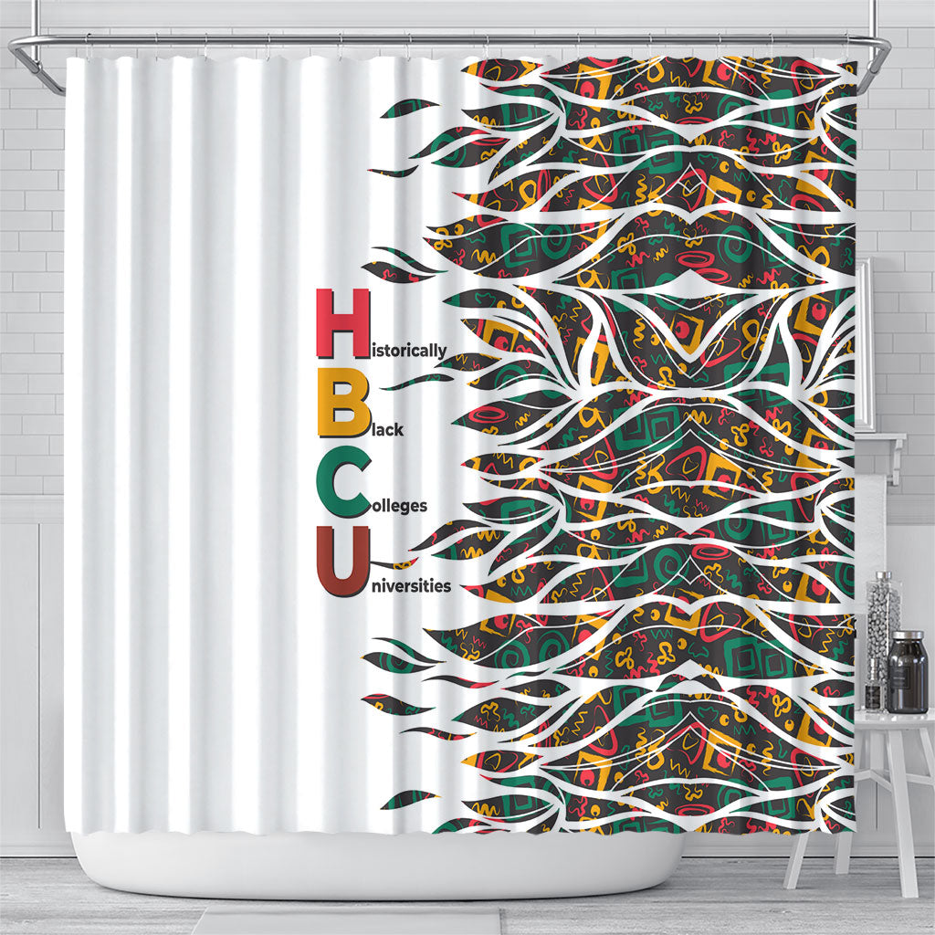 Historically Black Colleges Universities HBCU Shower Curtain Pan African Colors Tribal Pattern Typography