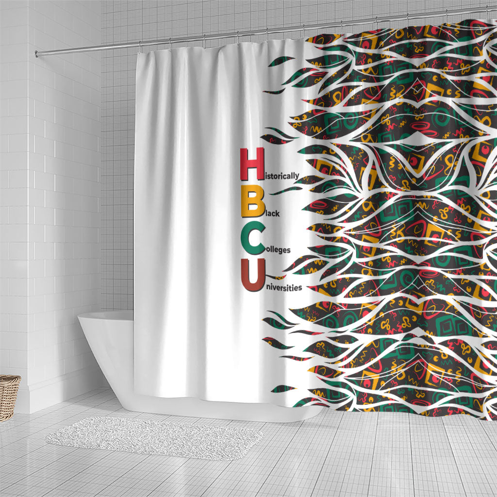 Historically Black Colleges Universities HBCU Shower Curtain Pan African Colors Tribal Pattern Typography
