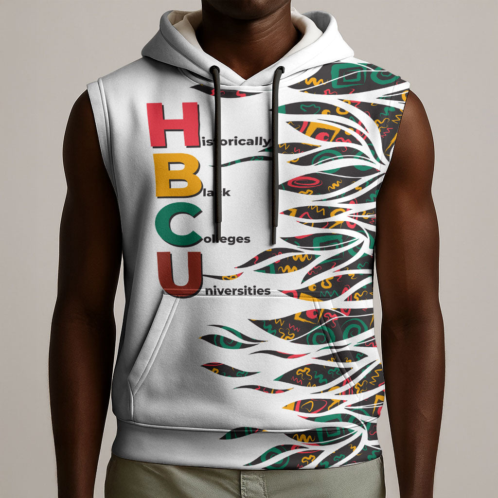 Historically Black Colleges Universities HBCU Sleeveless Hoodie Pan African Colors Tribal Pattern Typography