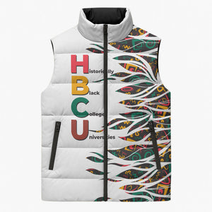 Historically Black Colleges Universities HBCU Sleeveless Puffer Jacket Pan African Colors Tribal Pattern Typography