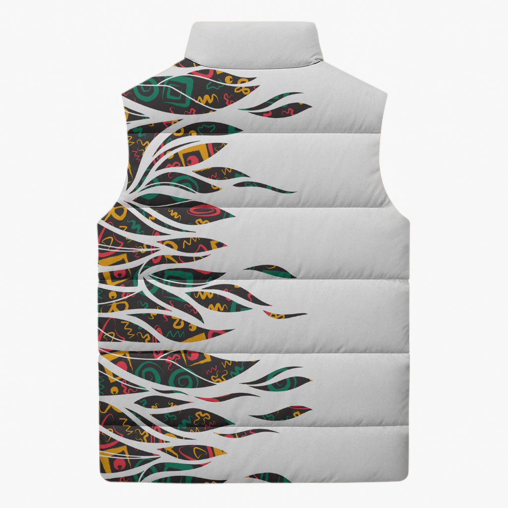 Historically Black Colleges Universities HBCU Sleeveless Puffer Jacket Pan African Colors Tribal Pattern Typography
