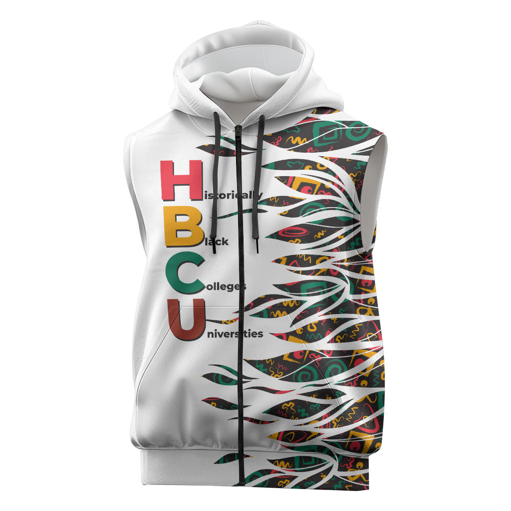 Historically Black Colleges Universities HBCU Sleeveless Zip Hoodie Pan African Colors Tribal Pattern Typography
