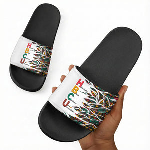Historically Black Colleges Universities HBCU Slide Sandals Pan African Colors Tribal Pattern Typography