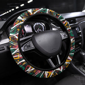 Historically Black Colleges Universities HBCU Steering Wheel Cover Pan African Colors Tribal Pattern Typography