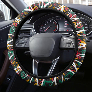 Historically Black Colleges Universities HBCU Steering Wheel Cover Pan African Colors Tribal Pattern Typography