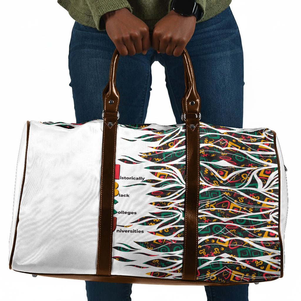Historically Black Colleges Universities HBCU Travel Bag Pan African Colors Tribal Pattern Typography