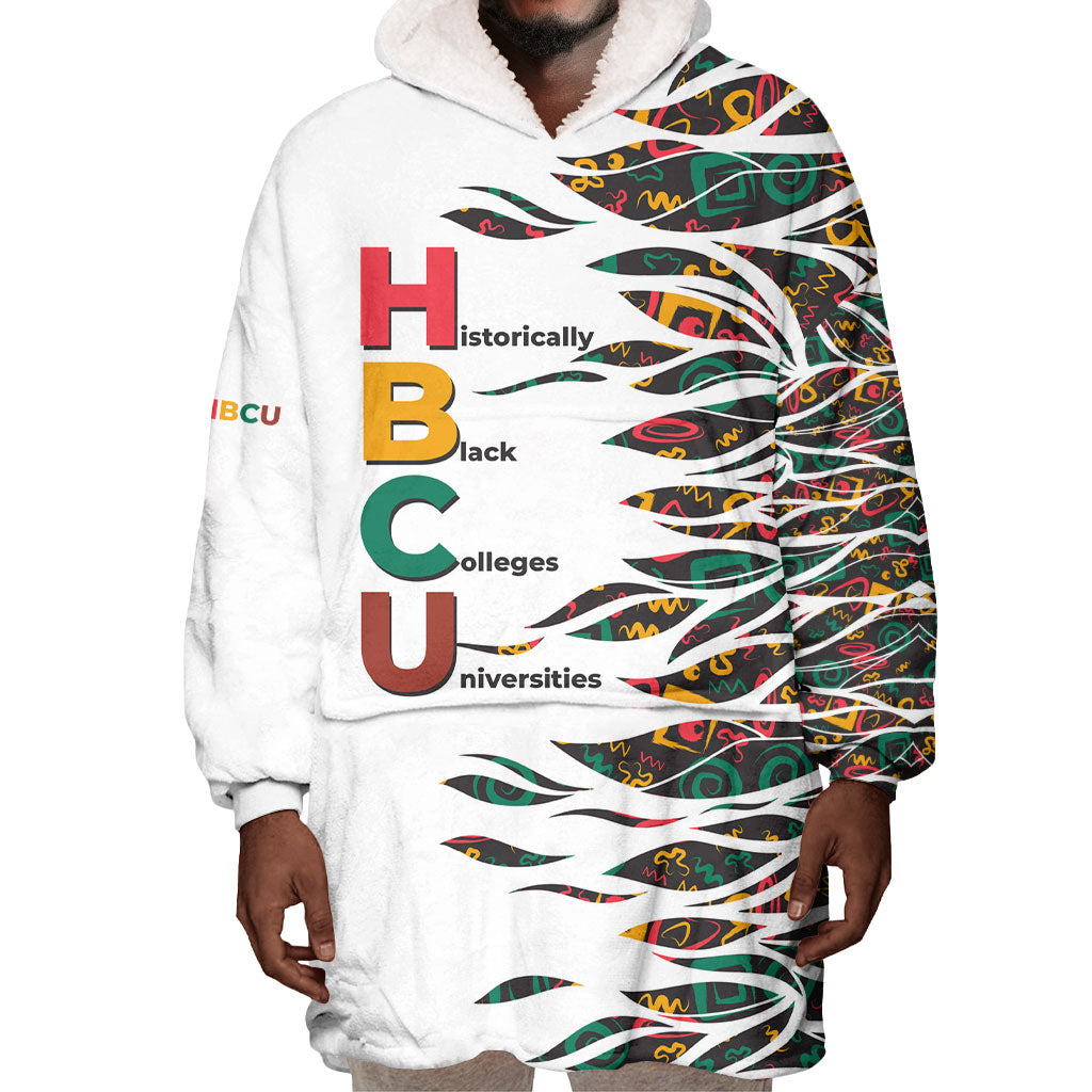 Historically Black Colleges Universities HBCU Wearable Blanket Hoodie Pan African Colors Tribal Pattern Typography