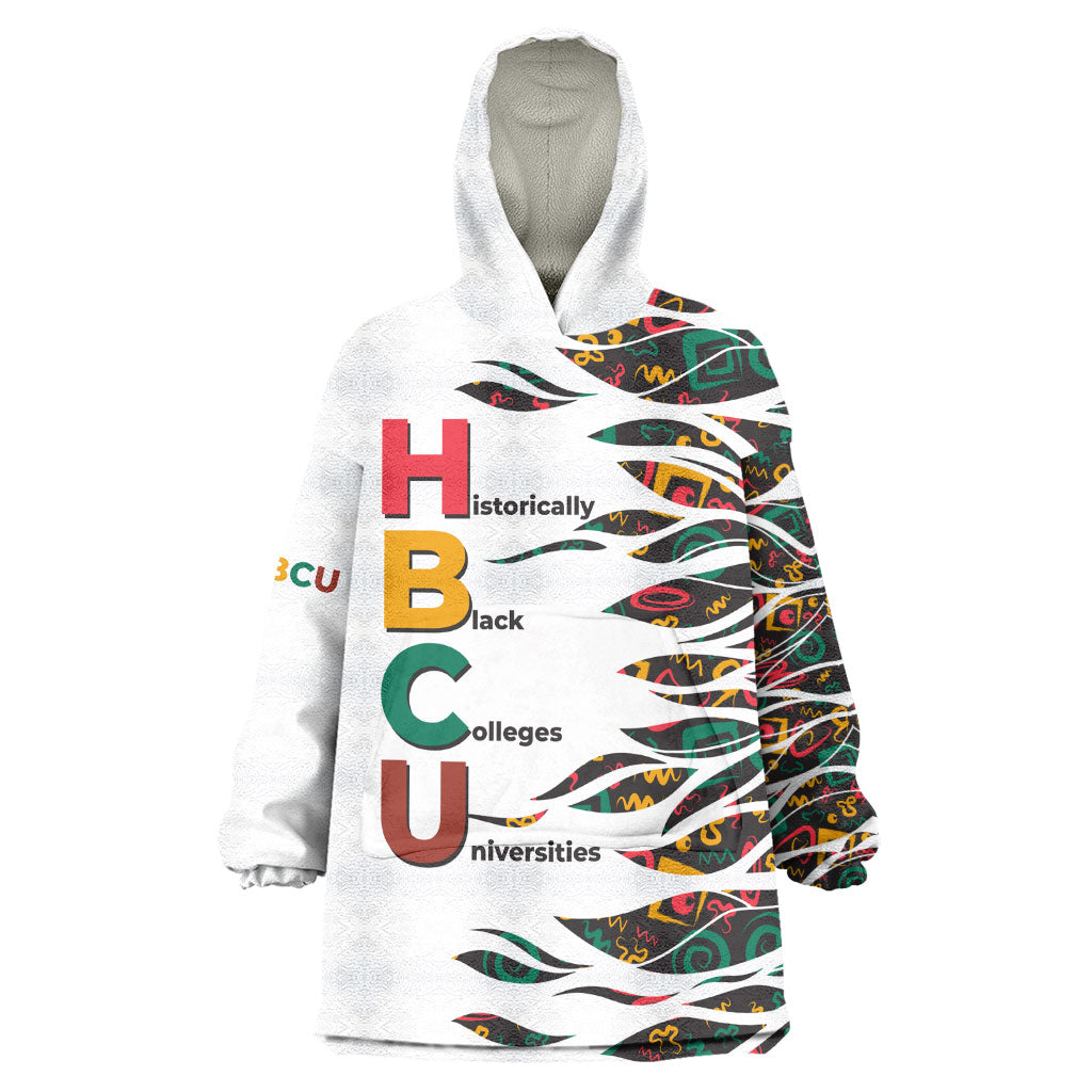 Historically Black Colleges Universities HBCU Wearable Blanket Hoodie Pan African Colors Tribal Pattern Typography