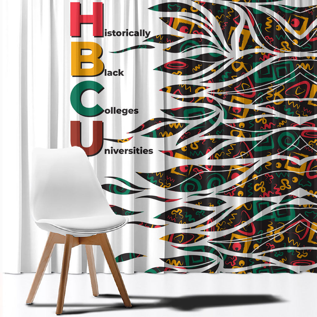 Historically Black Colleges Universities HBCU Window Curtain Pan African Colors Tribal Pattern Typography