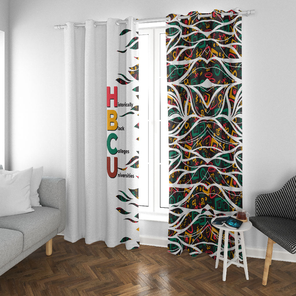 Historically Black Colleges Universities HBCU Window Curtain Pan African Colors Tribal Pattern Typography