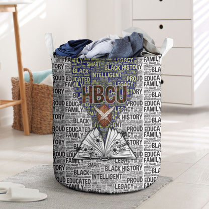 HBCU Black History Legacy Laundry Basket Word Cloud African Shield Knowledge Book