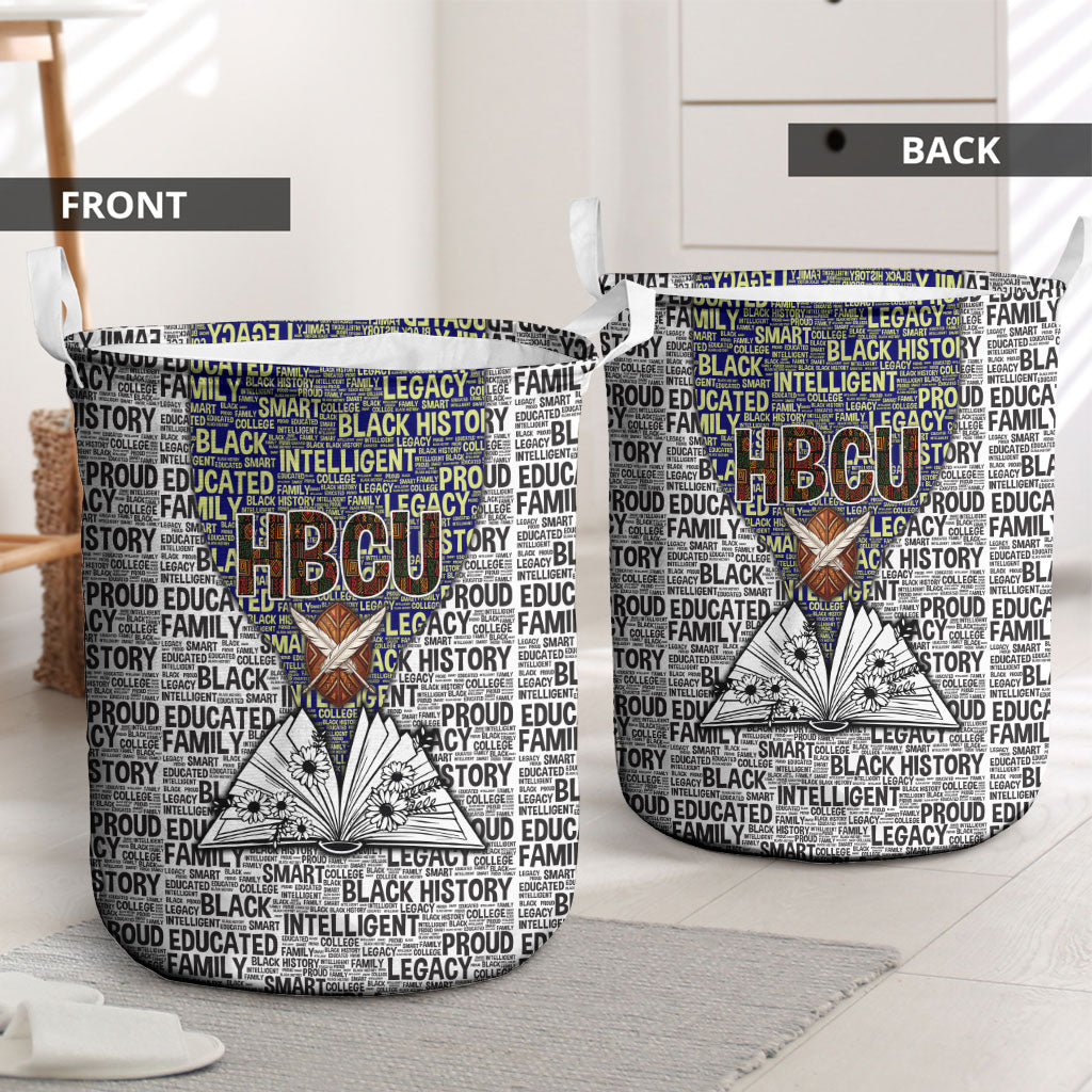 HBCU Black History Legacy Laundry Basket Word Cloud African Shield Knowledge Book