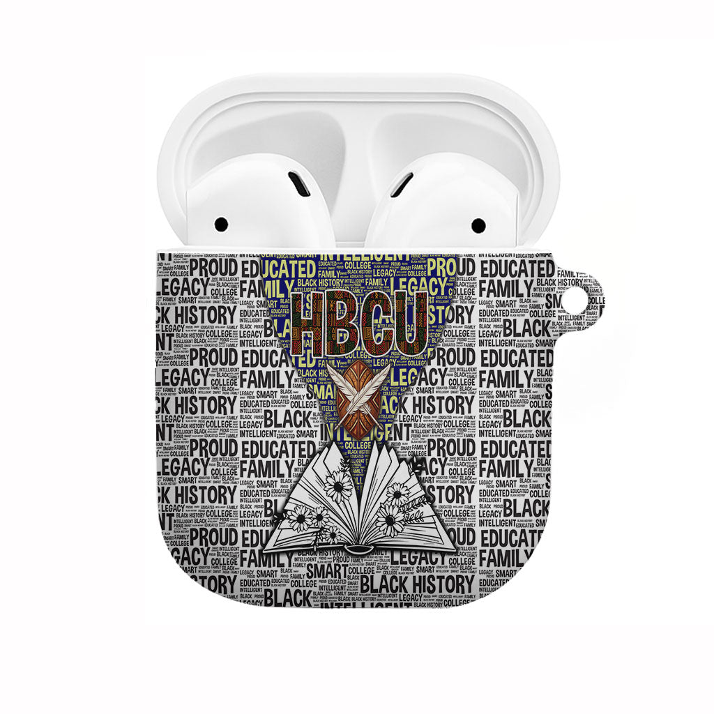 HBCU Black History Legacy AirPods Case Word Cloud African Shield Knowledge Book