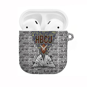 HBCU Black History Legacy AirPods Case Word Cloud African Shield Knowledge Book