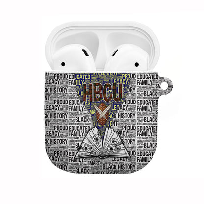 HBCU Black History Legacy AirPods Case Word Cloud African Shield Knowledge Book