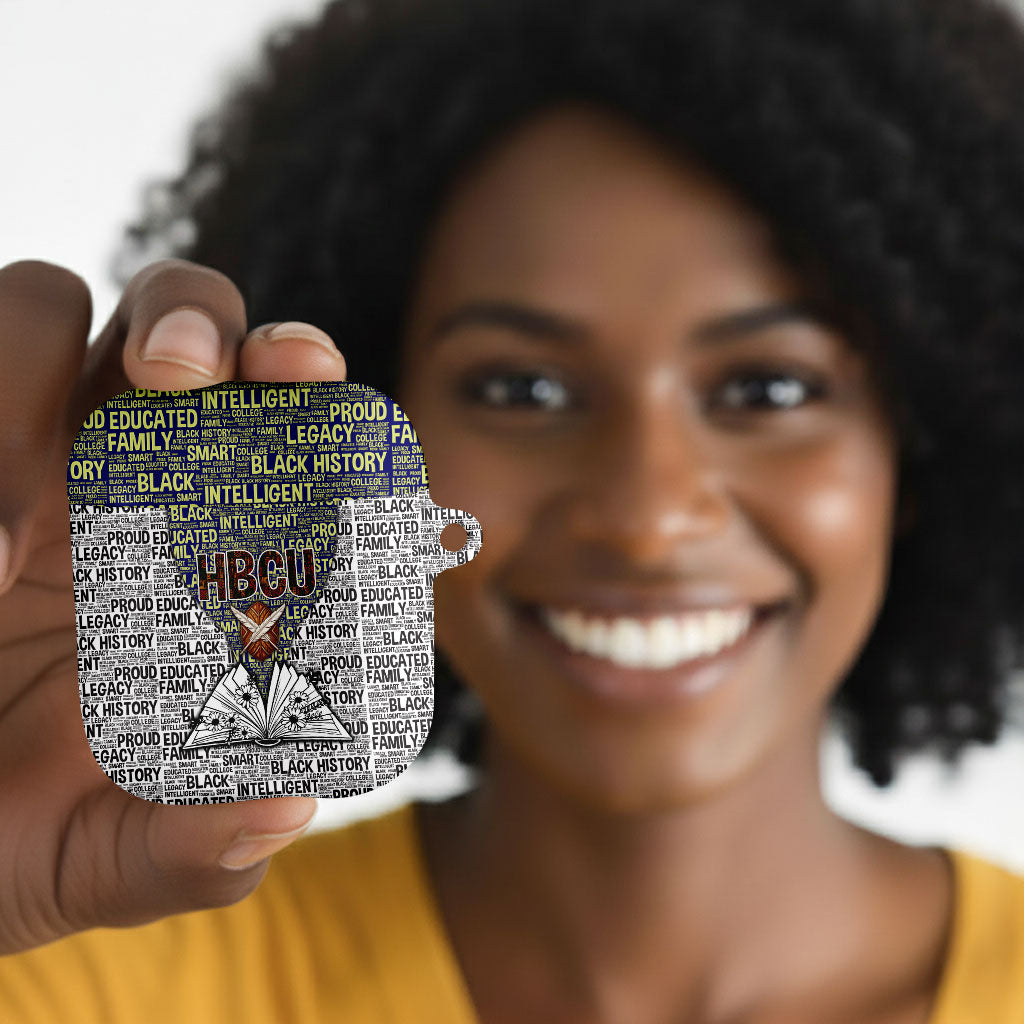 HBCU Black History Legacy AirPods Case Word Cloud African Shield Knowledge Book
