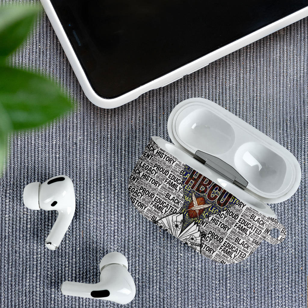 HBCU Black History Legacy AirPods Case Word Cloud African Shield Knowledge Book
