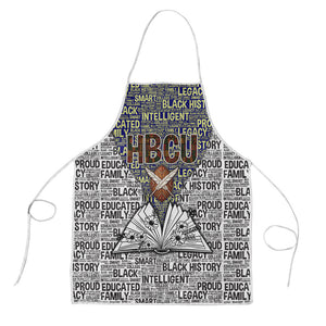 HBCU Black History Legacy Apron Word Cloud African Shield Knowledge Book