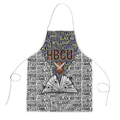 HBCU Black History Legacy Apron Word Cloud African Shield Knowledge Book