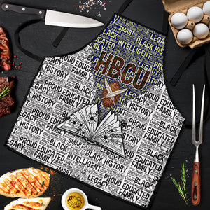 HBCU Black History Legacy Apron Word Cloud African Shield Knowledge Book