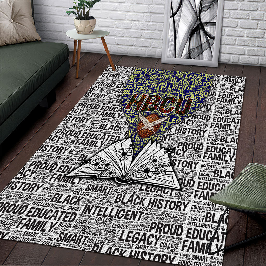 HBCU Black History Legacy Area Rug Word Cloud African Shield Knowledge Book