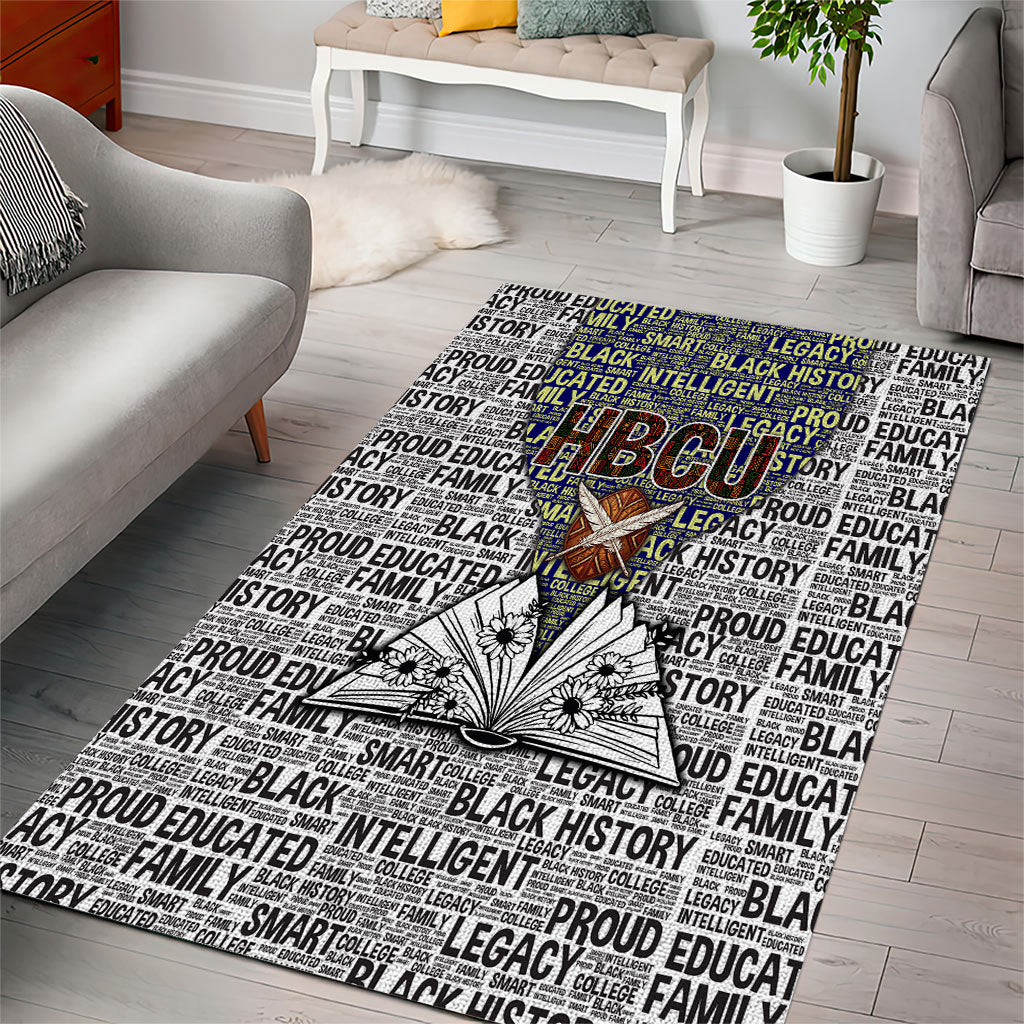 HBCU Black History Legacy Area Rug Word Cloud African Shield Knowledge Book
