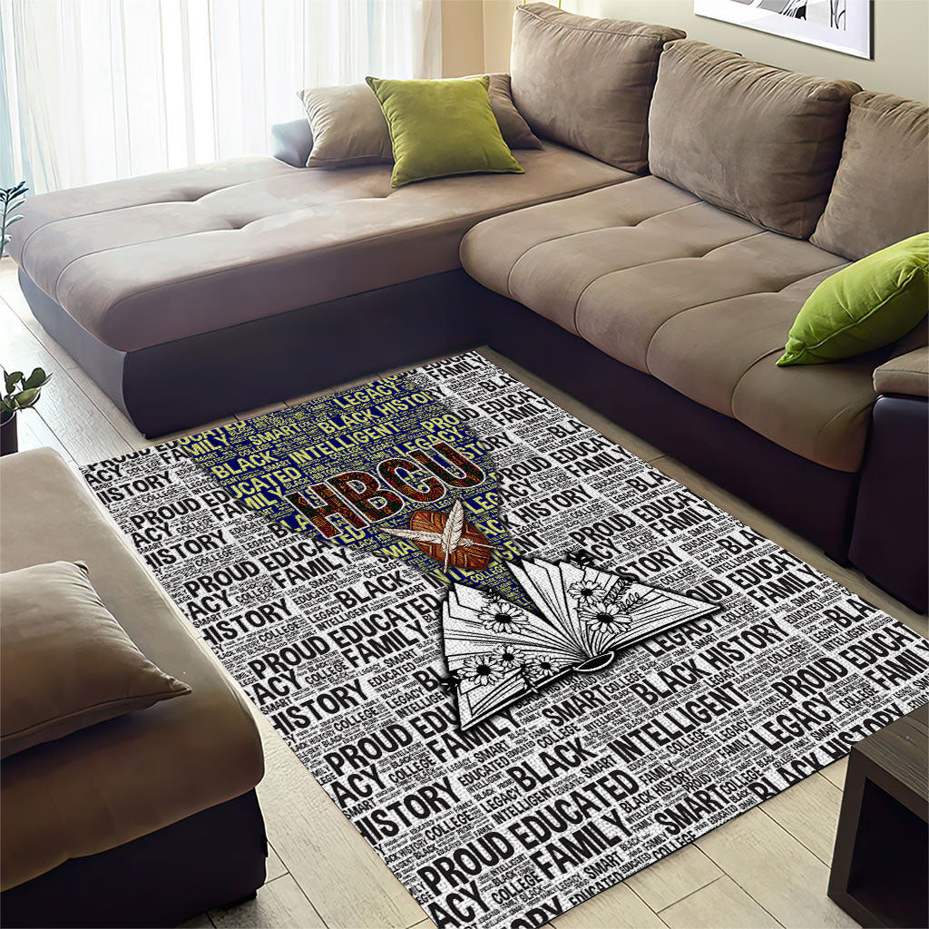 HBCU Black History Legacy Area Rug Word Cloud African Shield Knowledge Book