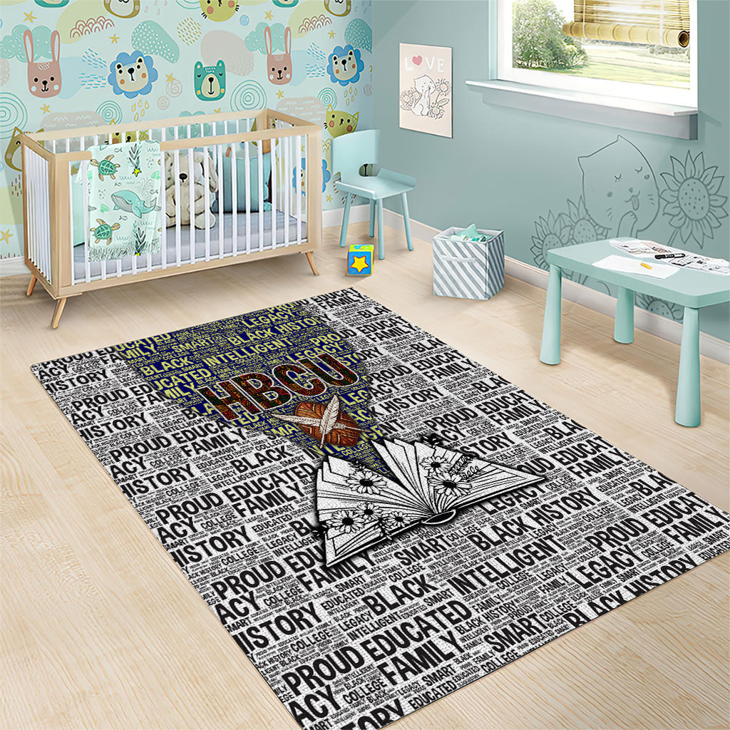 HBCU Black History Legacy Area Rug Word Cloud African Shield Knowledge Book