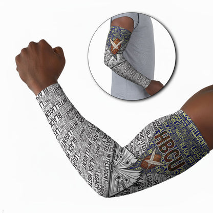 HBCU Black History Legacy Arm Sleeves Word Cloud African Shield Knowledge Book
