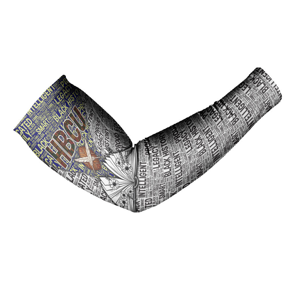 HBCU Black History Legacy Arm Sleeves Word Cloud African Shield Knowledge Book