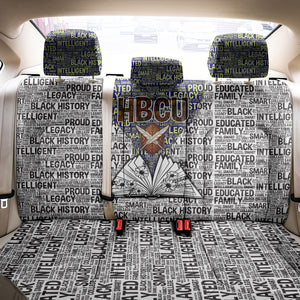 HBCU Black History Legacy Back Car Seat Cover Word Cloud African Shield Knowledge Book