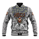 HBCU Black History Legacy Baseball Jacket Word Cloud African Shield Knowledge Book