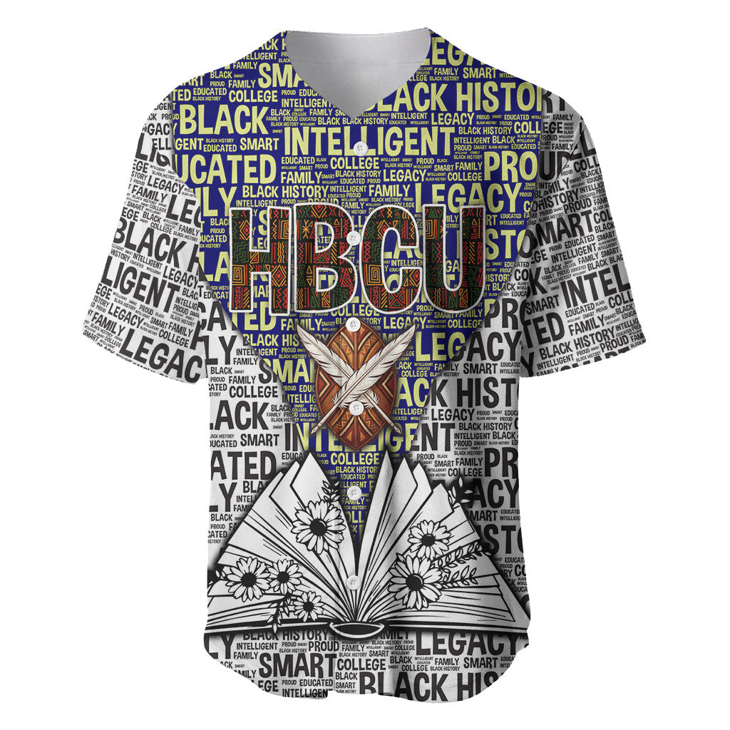 HBCU Black History Legacy Baseball Jersey Word Cloud African Shield Knowledge Book