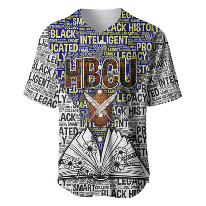 HBCU Black History Legacy Baseball Jersey Word Cloud African Shield Knowledge Book