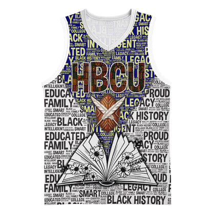 HBCU Black History Legacy Basketball Jersey Word Cloud African Shield Knowledge Book