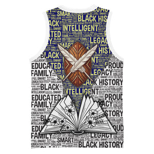 HBCU Black History Legacy Basketball Jersey Word Cloud African Shield Knowledge Book