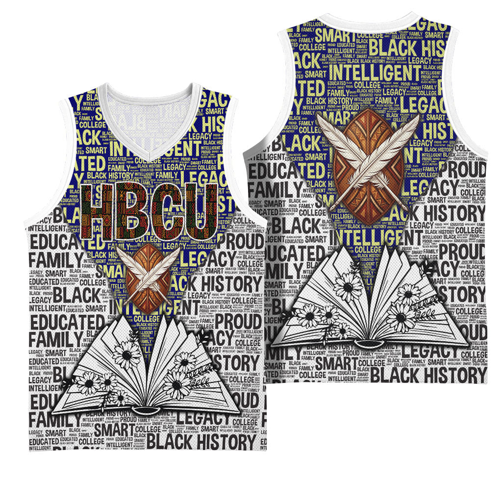 HBCU Black History Legacy Basketball Jersey Word Cloud African Shield Knowledge Book