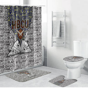 HBCU Black History Legacy Bathroom Set Word Cloud African Shield Knowledge Book