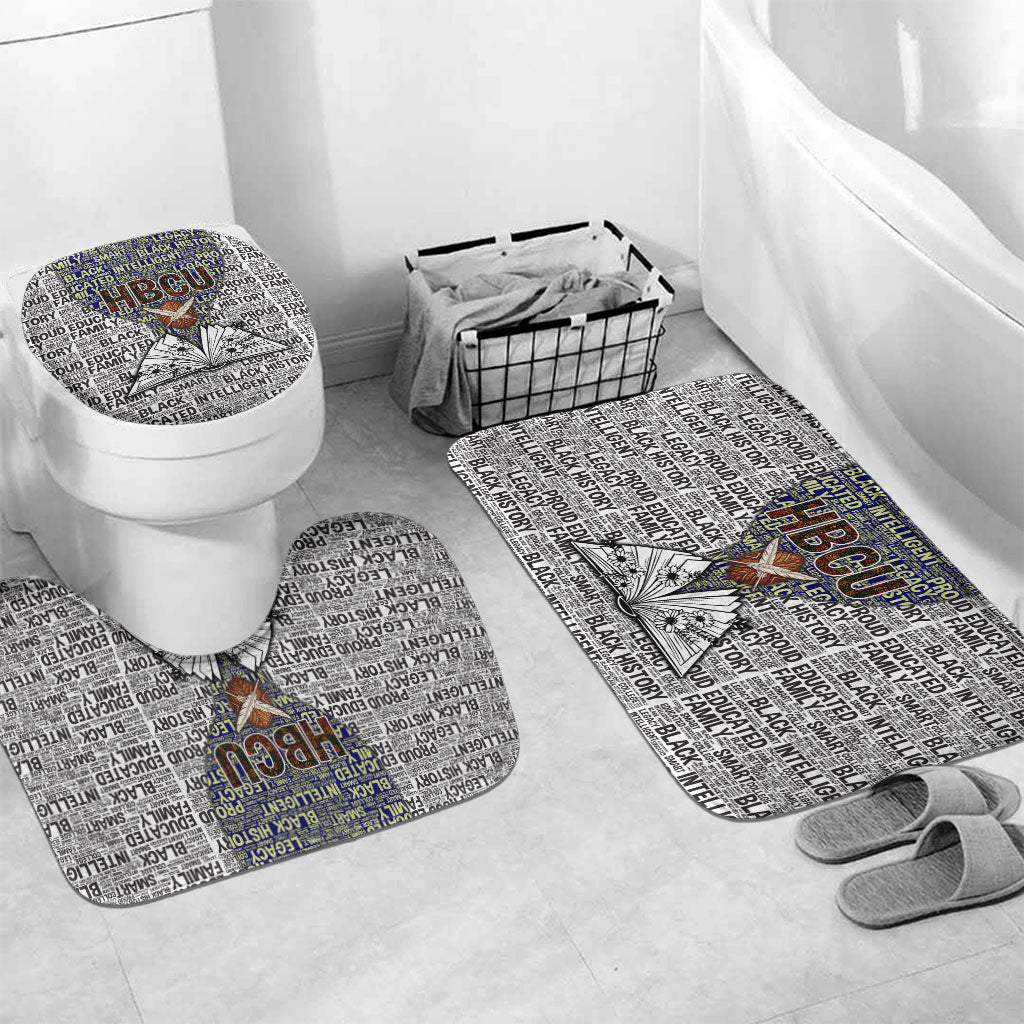 HBCU Black History Legacy Bathroom Set Word Cloud African Shield Knowledge Book