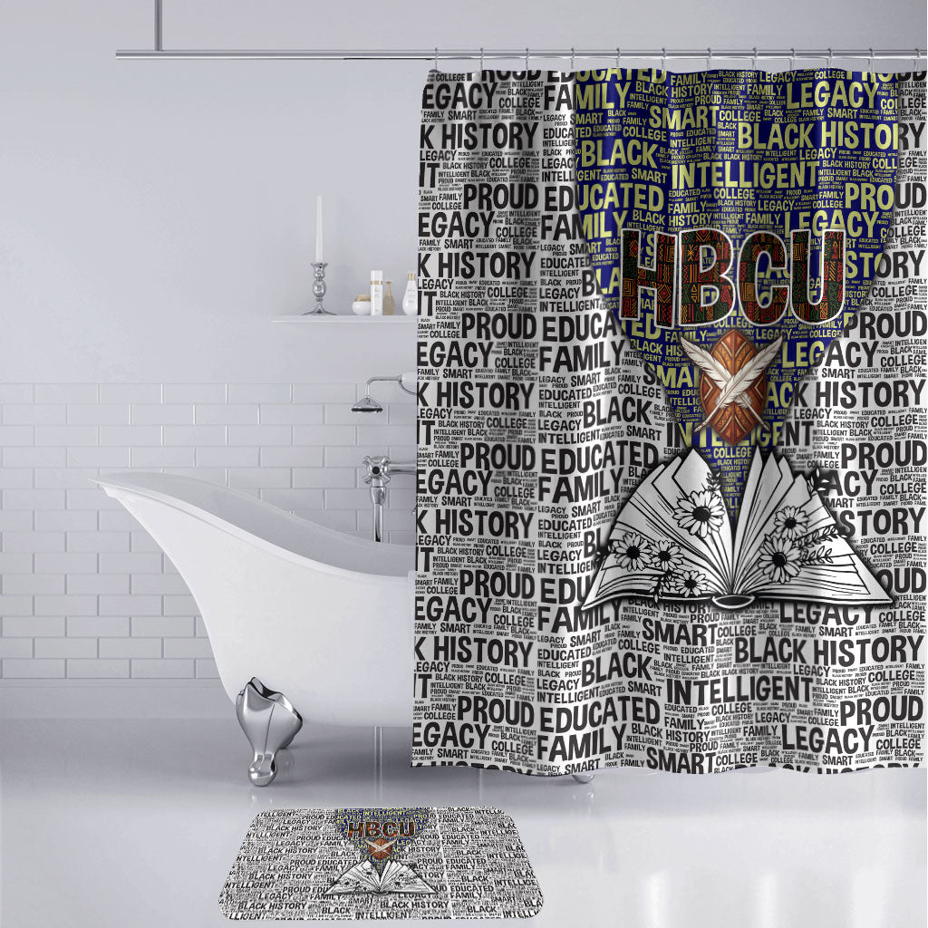 HBCU Black History Legacy Bathroom Set Word Cloud African Shield Knowledge Book