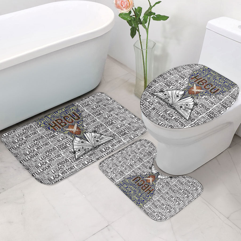 HBCU Black History Legacy Bathroom Set Word Cloud African Shield Knowledge Book