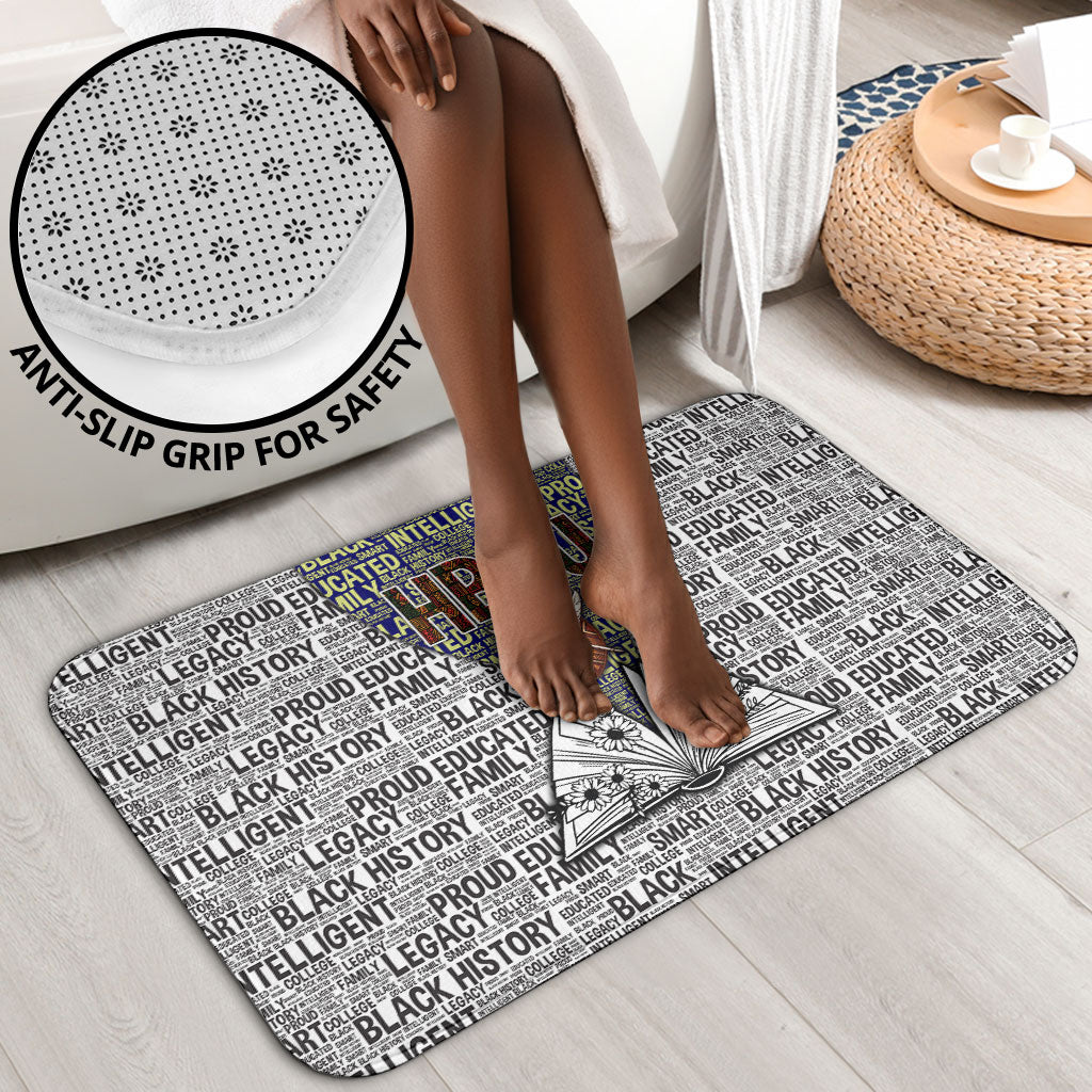 HBCU Black History Legacy Bathroom Set Word Cloud African Shield Knowledge Book