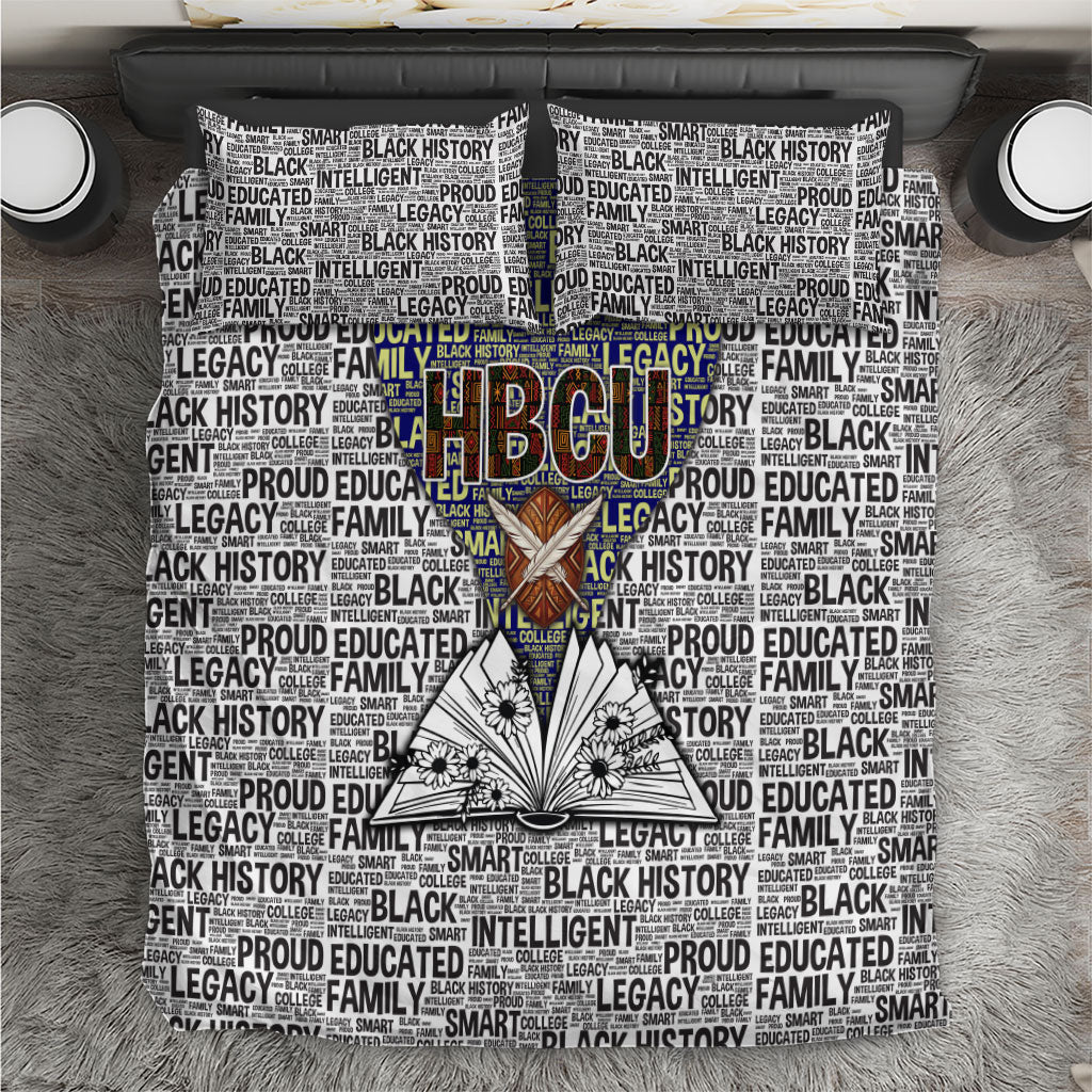 HBCU Black History Legacy Bedding Set Word Cloud African Shield Knowledge Book