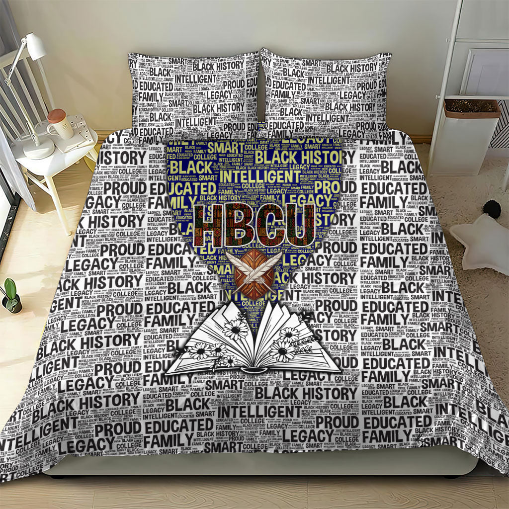HBCU Black History Legacy Bedding Set Word Cloud African Shield Knowledge Book