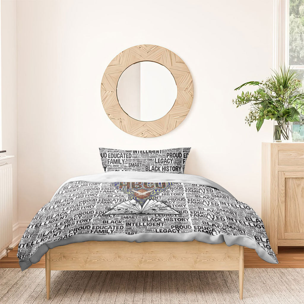 HBCU Black History Legacy Bedding Set Word Cloud African Shield Knowledge Book