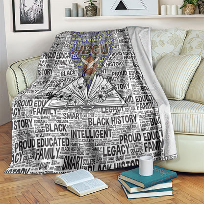 HBCU Black History Legacy Blanket Word Cloud African Shield Knowledge Book