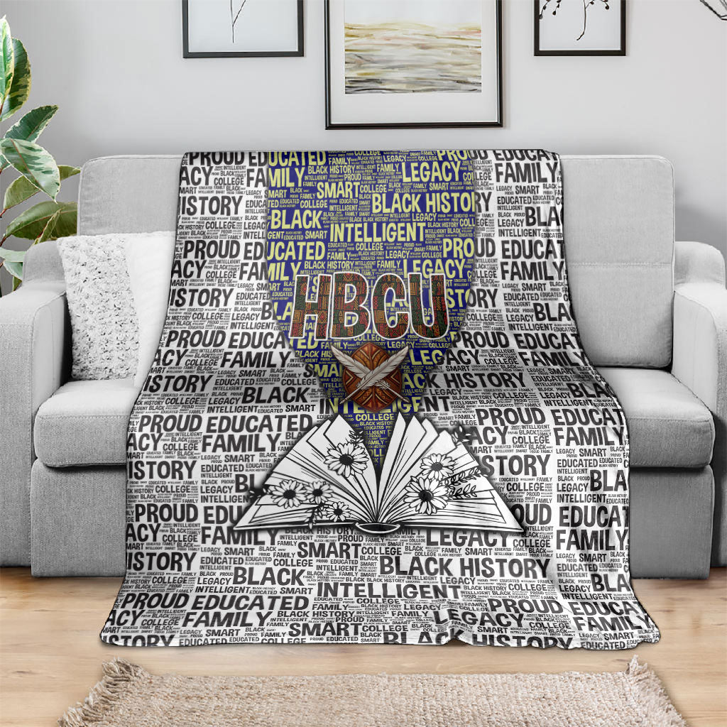 HBCU Black History Legacy Blanket Word Cloud African Shield Knowledge Book